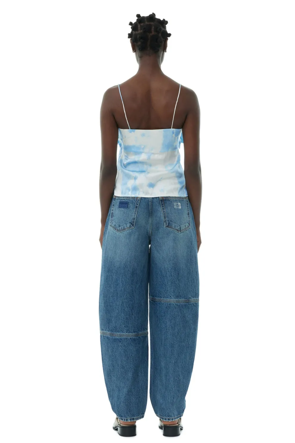 Ganni - Printed Satin Slip Top