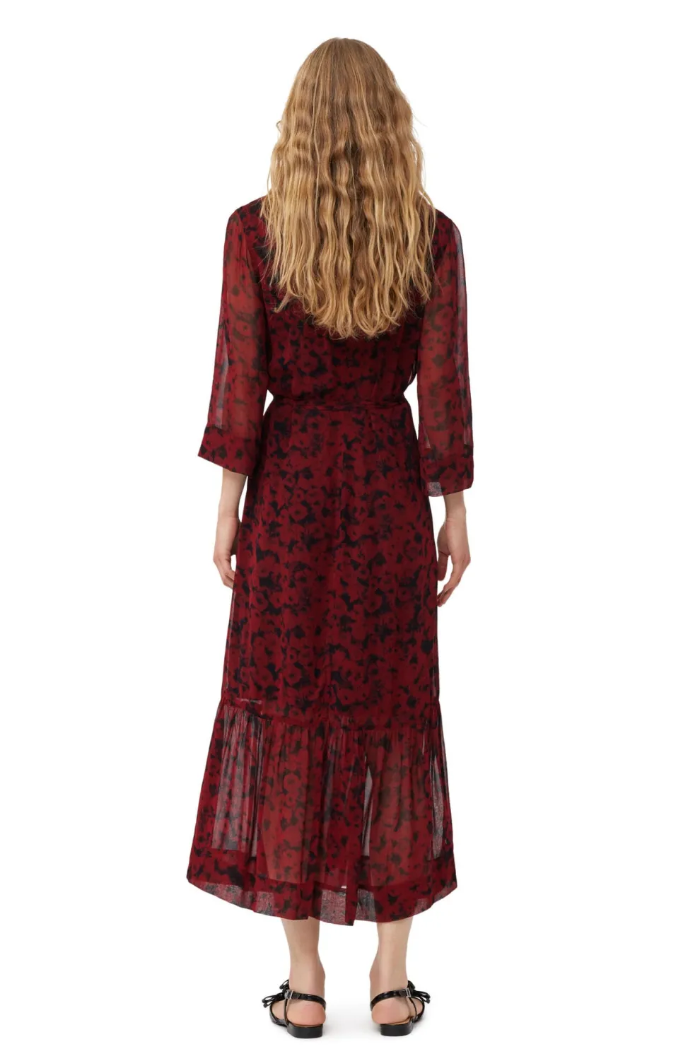 Ganni - Printed light georgette wrap midi dress