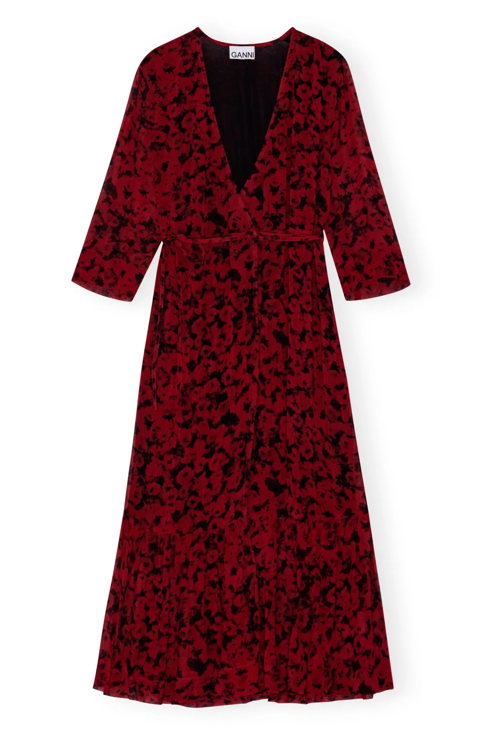 Ganni - Printed light georgette wrap midi dress