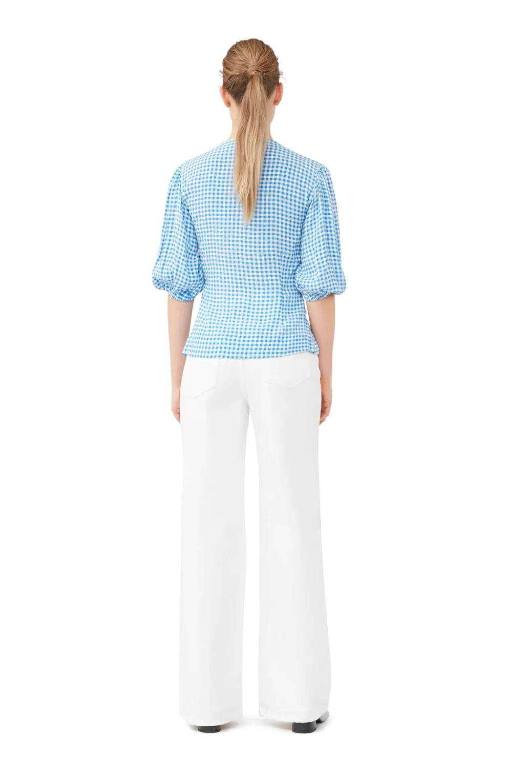 Ganni - Printed Crepe Button Down Blouse