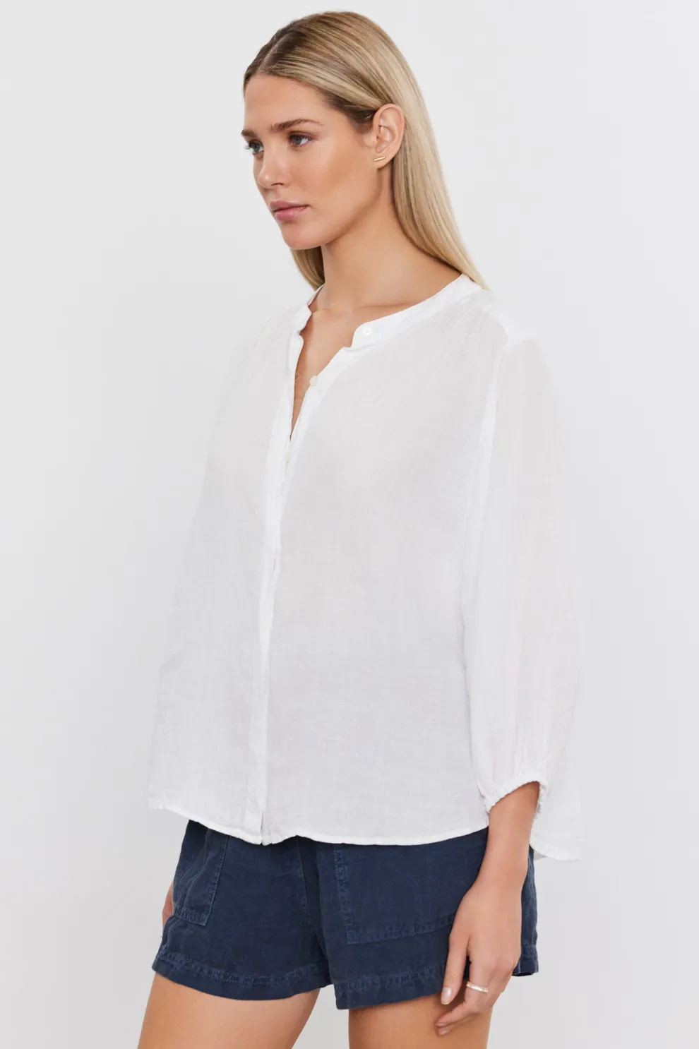 Velvet - Avis Woven Linen Puffy Sleeve Top