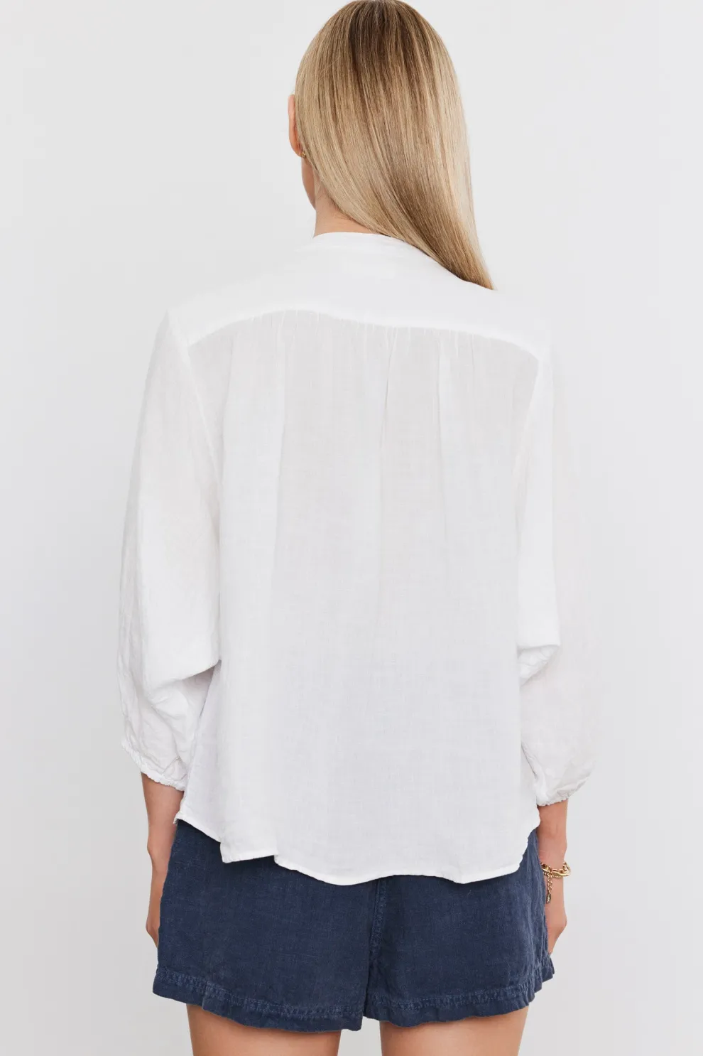 Velvet - Avis Woven Linen Puffy Sleeve Top