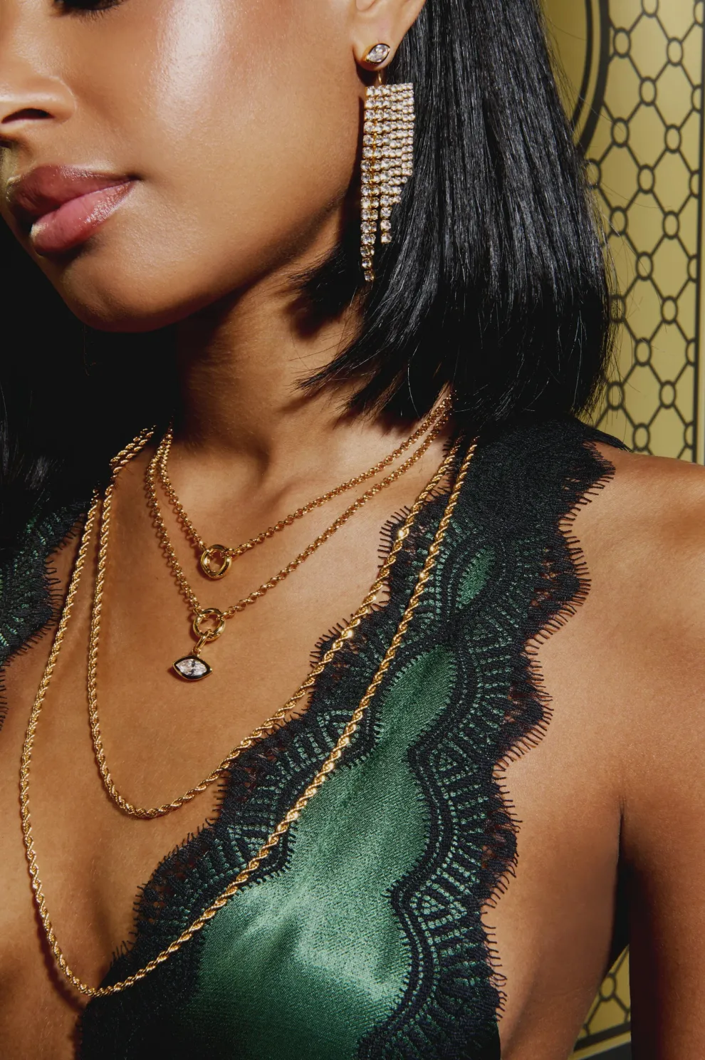 Mademoiselle Jules - Pave Tassle Ear Jacket Gold