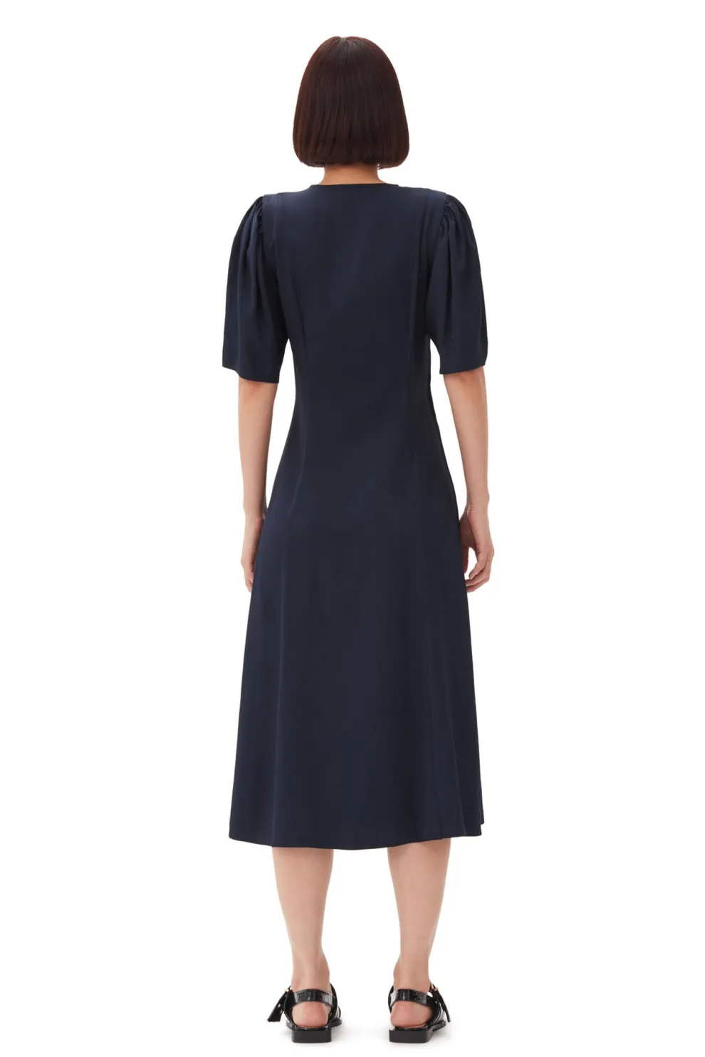 Ganni - Viscose Twill Wrap Midi Dress