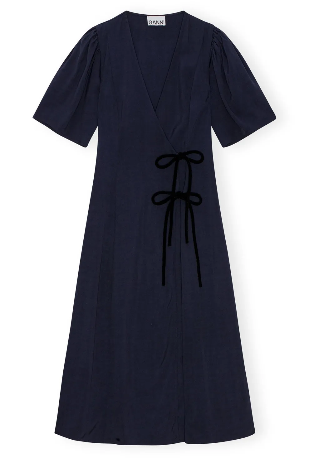 Ganni - Viscose Twill Wrap Midi Dress