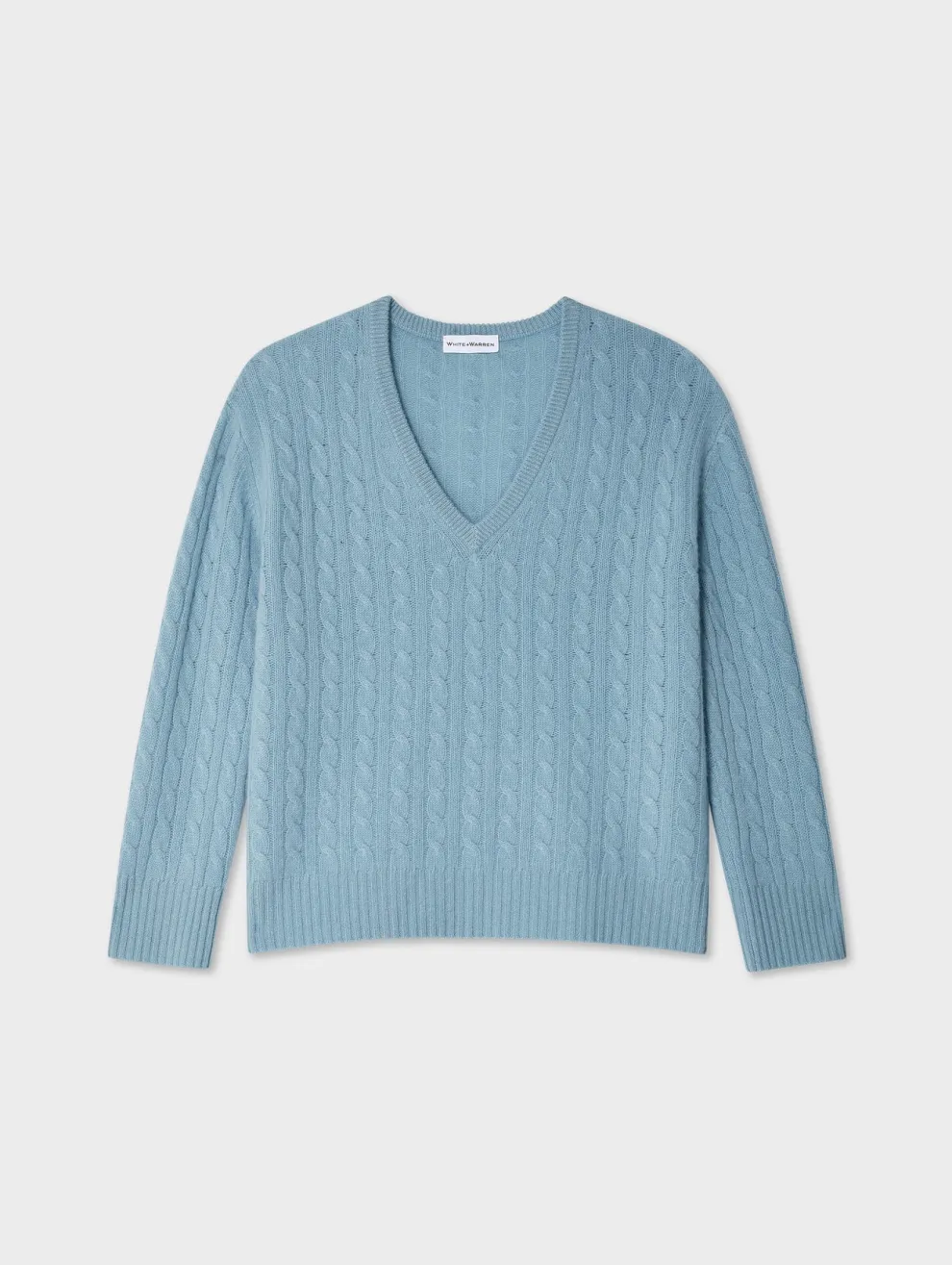 White + Warren - Cashmere Featherweight Cable Vneck