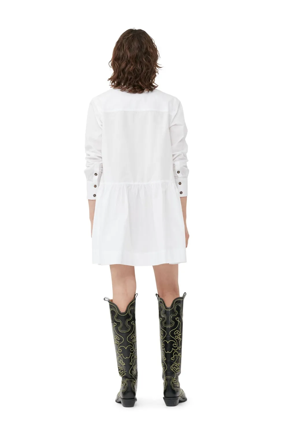 Ganni - Cotton bright poplin mini shirt dress