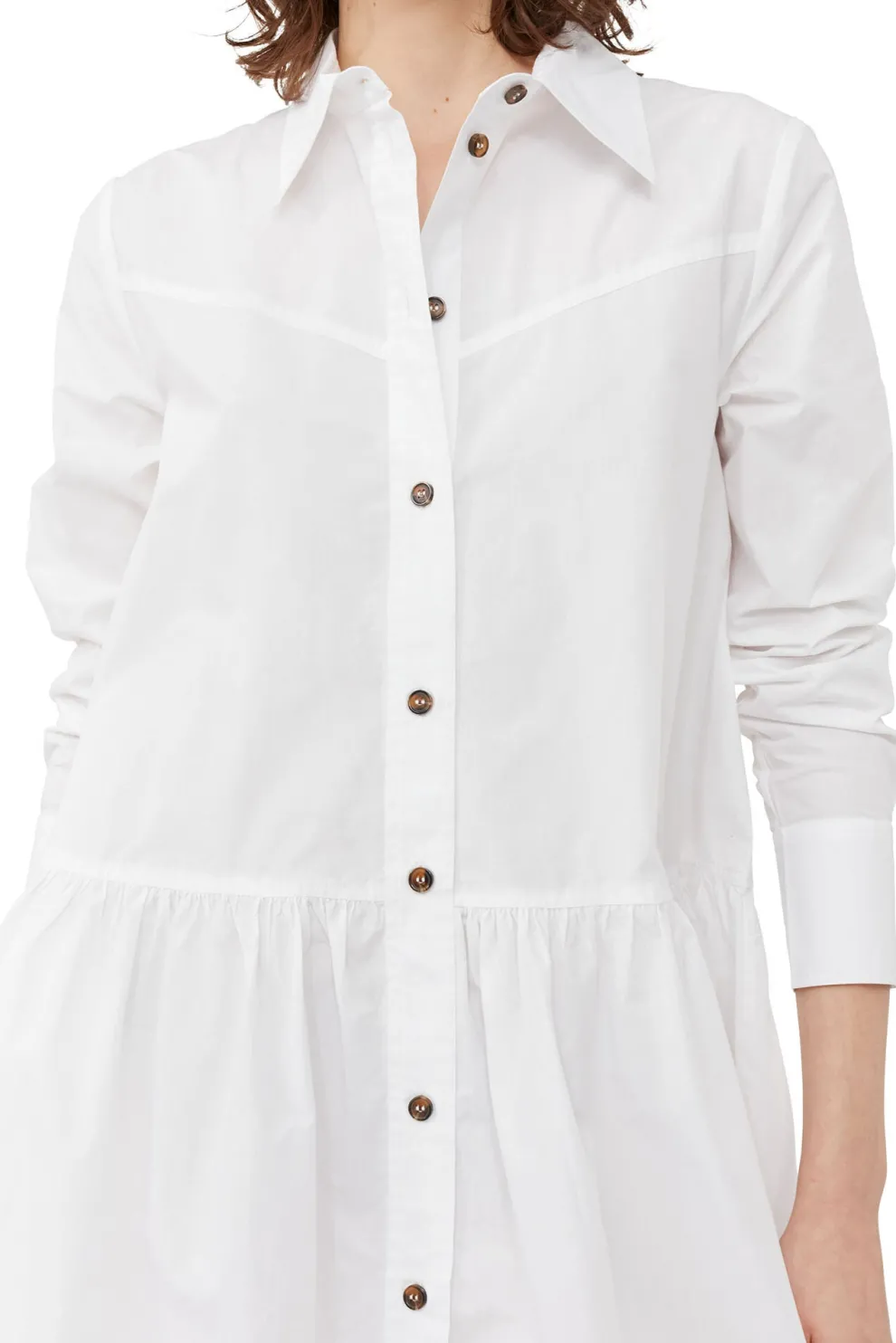 Ganni - Cotton bright poplin mini shirt dress