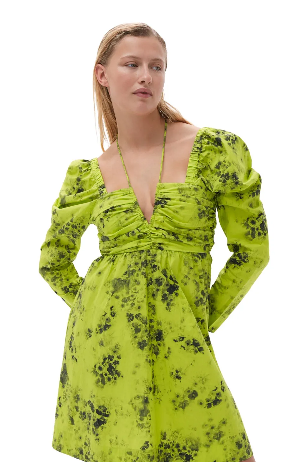 Ganni - Printed Cotton Mini Dress