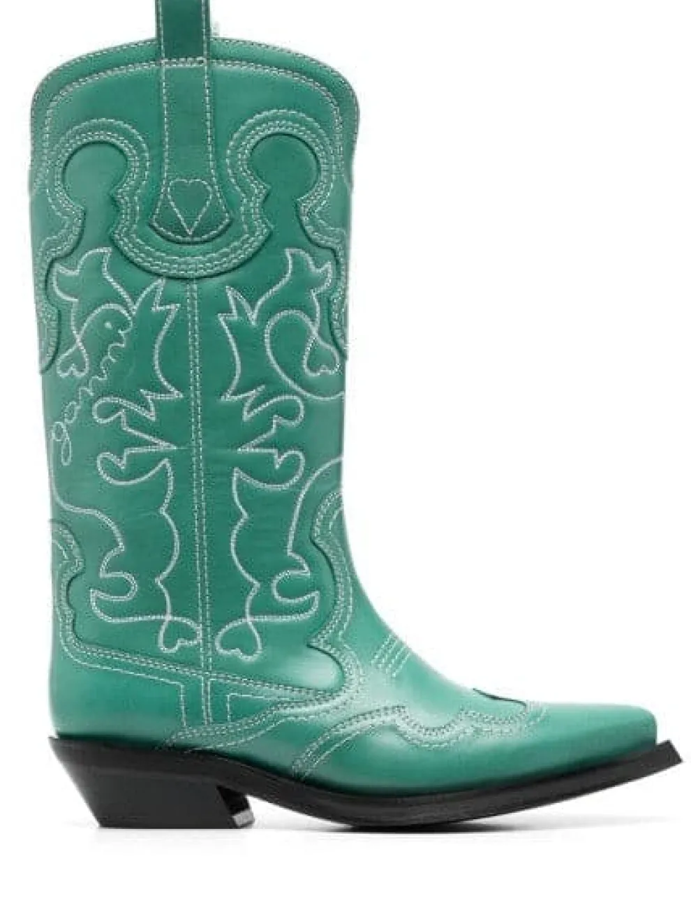Ganni - Western Boots with Embroidery